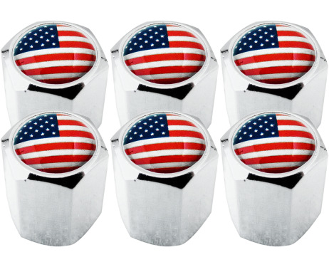 6 American flag USA United States hex valve caps