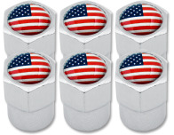6 American flag USA United States plastic valve caps