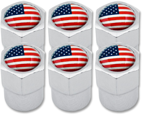 6 American flag USA United States plastic valve caps