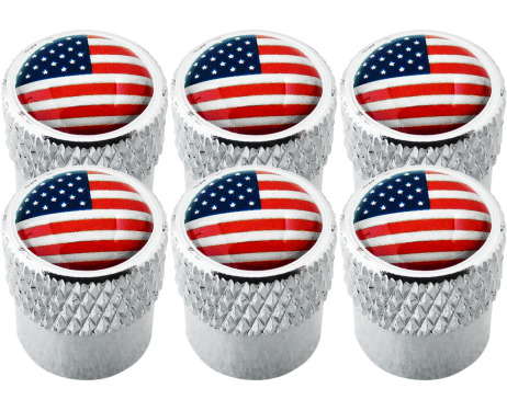 6 American flag USA United States striated valve caps