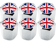 6 bouchons de valve Angleterre RoyaumeUni Anglais Union Jack British England hexa