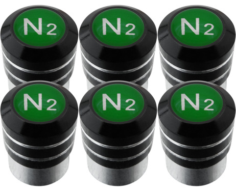 6 bouchons de valve Azote N2 vert black