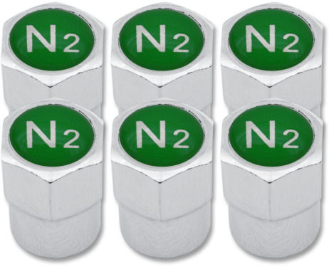 6 bouchons de valve Azote N2 vert plastique
