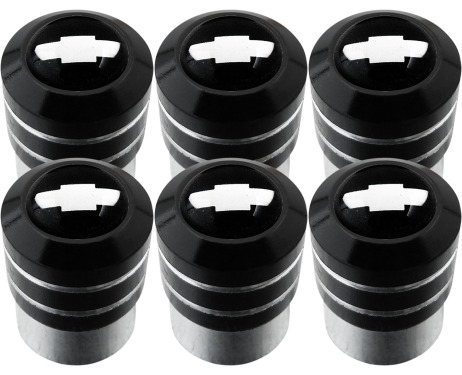 6 bouchons de valve Chevrolet noir  chrome black