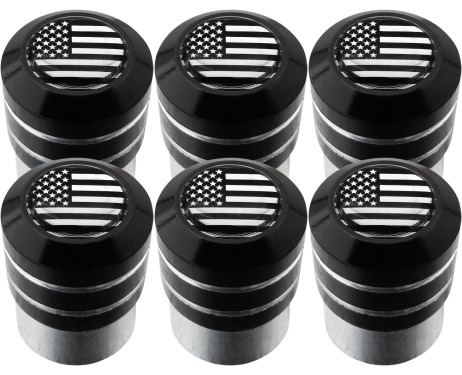 6 bouchons de valve drapeau Américain EtatsUnis USA noir  chrome black