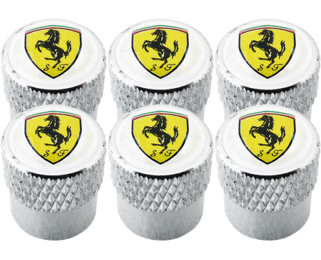 6 bouchons de valve Ferrari blanc strié