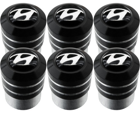 6 bouchons de valve Hyundai black