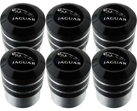 6 bouchons de valve Jaguar noir  chrome black