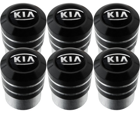 6 bouchons de valve Kia noir  chrome black