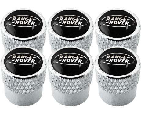 6 bouchons de valve Land Rover grand noir  chrome strié