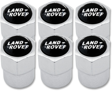 6 bouchons de valve Land Rover petit noir  chrome plastique