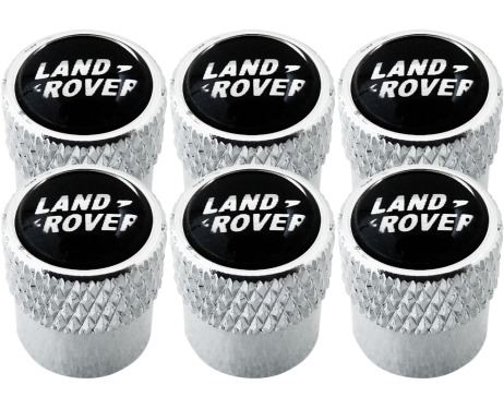 6 bouchons de valve Land Rover petit noir  chrome strié
