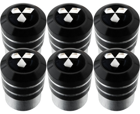 6 bouchons de valve Mitsubishi noir  chrome black