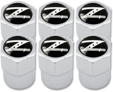 6 bouchons de valve Nissan 350Z  Nissan 370Z noir  chrome plastique