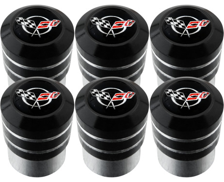 6 Corvette black valve caps