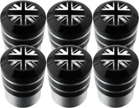 6 English UK England British Union Jack black  chrome black valve caps