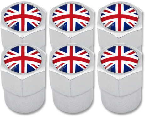 6 English UK England British Union Jack plastic valve caps