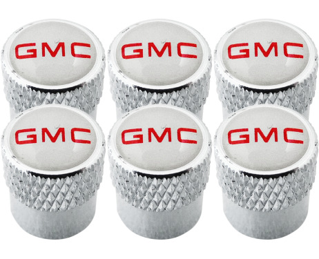 6 GMC red  white striated valve caps