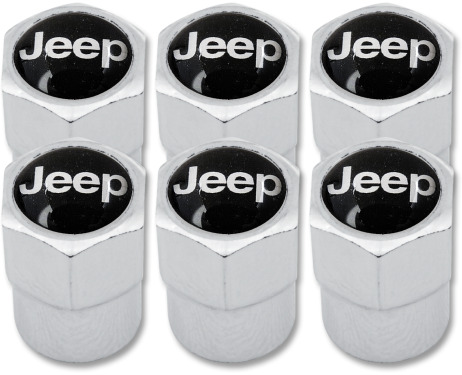 6 Jeep black plastic valve caps