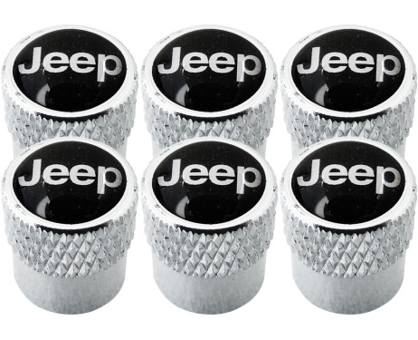 6 Jeep black striated valve caps