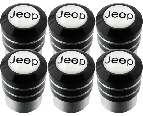 6 Jeep white black valve caps