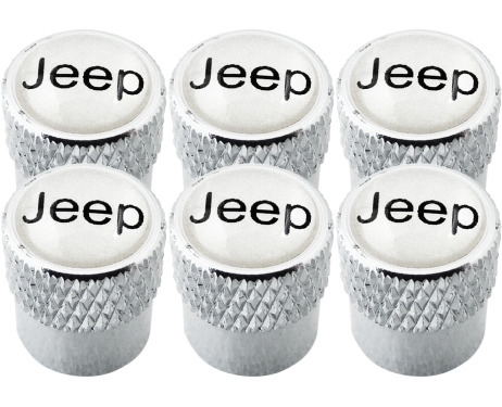 6 Jeep white striated valve caps