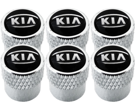 6 Kia black  chrome striated valve caps