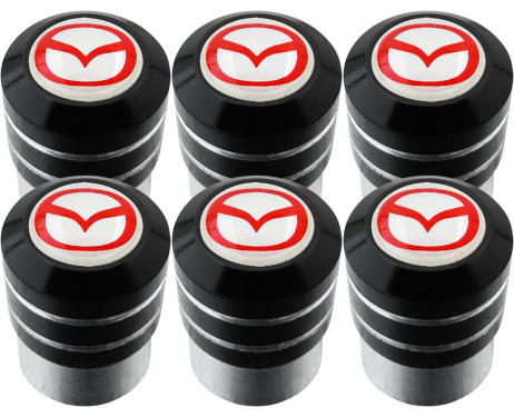 6 Mazda red  white black valve caps