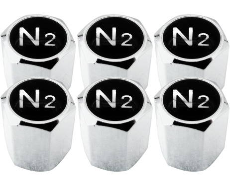6 Nitrogen N2 black  chrome hex valve caps