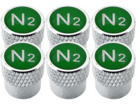 6 Nitrogen N2 green striated valve caps
