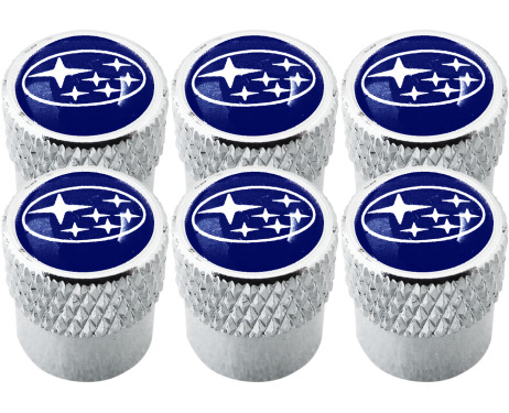 6 Subaru blue striated valve caps