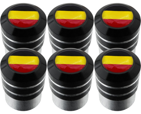 6 tapones de valvula bandera Belgica Belga black