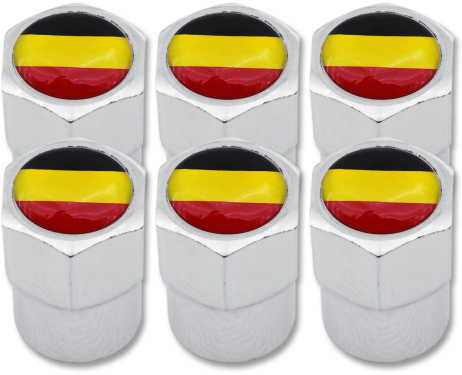 6 tapones de valvula bandera Belgica Belga plastico