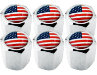 6 Ventilkappen Amerikanische Flagge USA Vereinigte Staaten Hexa