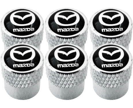 6 Ventilkappen Mazda klein schwarz  chromfarbig gestreift