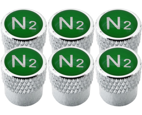 6 Ventilkappen Stickstoff N2 grün gestreift