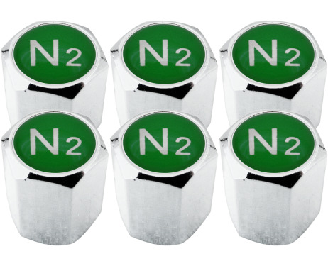 6 Ventilkappen Stickstoff N2 grün Hexa