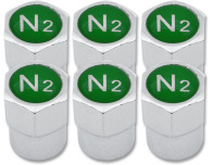6 Ventilkappen Stickstoff N2 grün Plastik