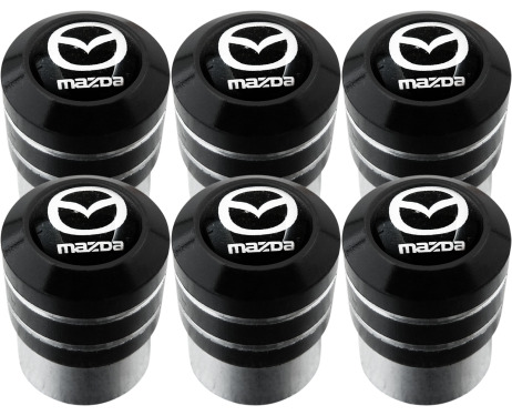 6 Ventilkappenn Mazda klein schwarz  chromfarbig black