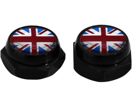 Cacherivets pour plaque dimmatriculation Anglais RoyaumeUni UK noir