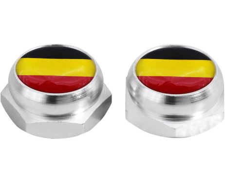Cacherivets pour plaque dimmatriculation drapeau Allemand Allemagne argent