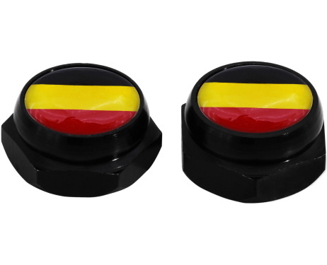 Cacherivets pour plaque dimmatriculation drapeau Allemand Allemagne noir