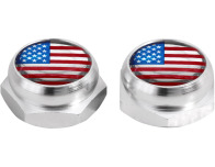 Cacherivets pour plaque dimmatriculation drapeau Américain EtatsUnis USA argent