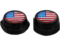 Cacherivets pour plaque dimmatriculation drapeau Américain EtatsUnis USA noir