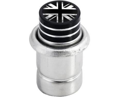 Cigarette lighter British flag Great Britain UK short black  chrome