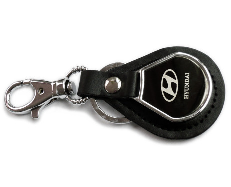 Imitation leather keychain Hyundai badge