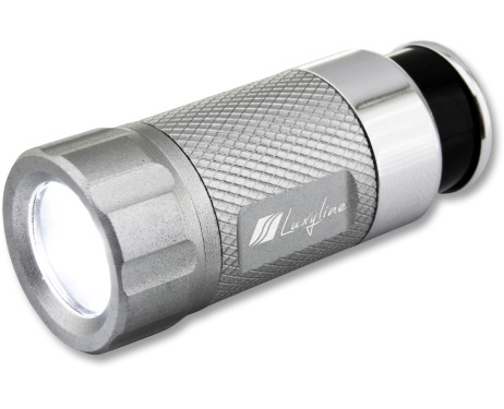 LED flashlight rechargeable on the cigarette lighter silver gray