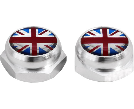 RivetCovers for Licence Plate British flag Great Britain UK silver